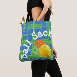 Tote Bag Pickleball Courts Blue and Green Ball Sack