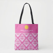 Tote Bag Pickleball Design Pink Ikat Motif Custom Paddle (Devant)