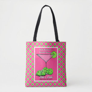 Tote Bag Pickleball Dinks & Drinks Rose & Vert Personnalise