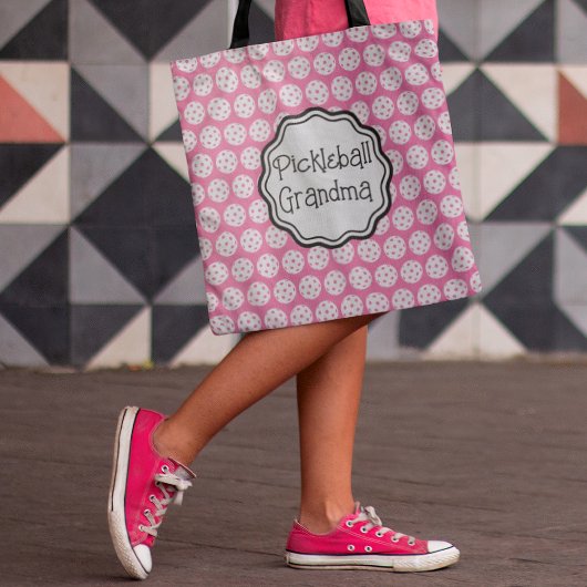 Tote Bag Pickleball Grand-mère Carnation rose et blanc