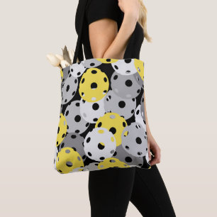 Tote Bag 💛 Pickleball - jaune, gris sur noir, 2021 couleur