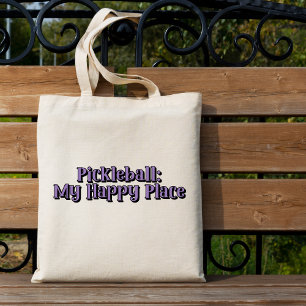 Tote Bag Pickleball : Mon Happy Place Texte Rétro