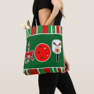 Tote Bag Pickleball Noël Joie Père Noël Vert et Rouge