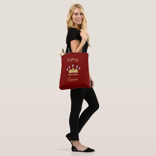 Tote Bag Pickleball Queen Glam Glitz Monogramme Nom Or (Sur le modèle)