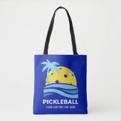 Tote Bag Pickleball Tropical Palm Tree Sun Votre texte pers (Devant)