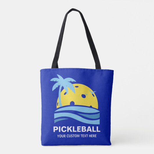 Tote Bag Pickleball Tropical Palm Tree Sun Votre texte pers (Dos)