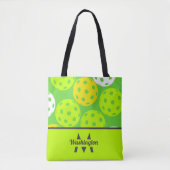 Tote Bag Pickleball Vert Monogrammé Moderne et Cool (Devant)