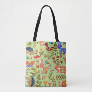 Tote Bag Picture of the forest life. Flora and fauna. Vinta