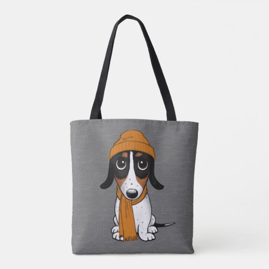 Tote Bag Piebald Dachshund Chien Hipster (Dos)