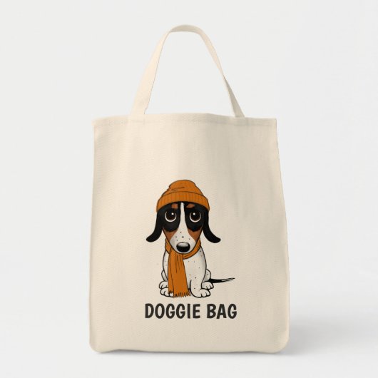 Tote Bag Piebald Dachshund | Chien Hipster mignon (Devant)