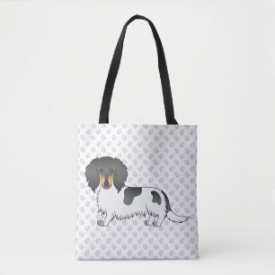 Tote Bag Piebald Noir Et Tan Longues Cheveux Dachshund & Pa
