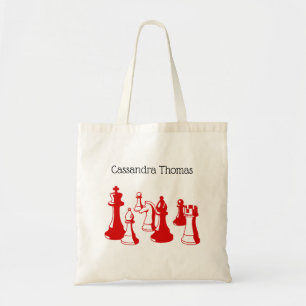 Tote Bag Pièces de jeu d'échecs Art vintage #2 Rouge