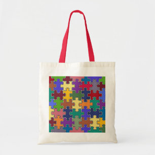 Tote Bag pièces de puzzle couleur