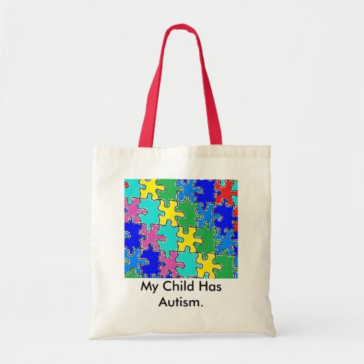 Tote Bag pièces de puzzle d'autisme 40 (Devant)