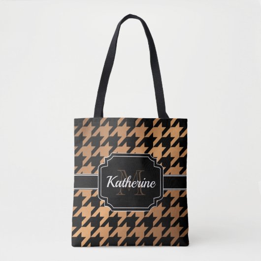 Tote Bag Pied de fond noir et doré (Devant)