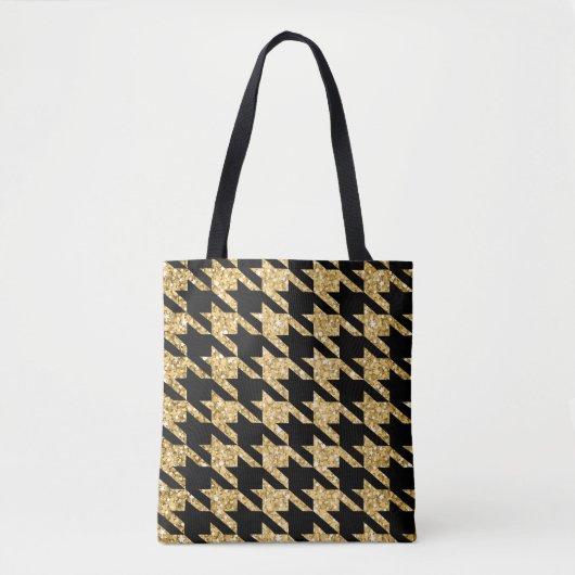 Tote Bag Pied Noir Et Parties scintillant Or (Devant)
