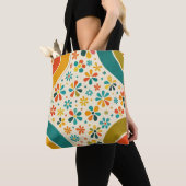 Tote Bag Pierre angulaire Fleur Mid‑Siècle (De près)
