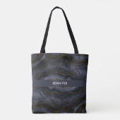 Tote Bag Pierre d'Agate Noir & Or moderne Abstrait (Dos)