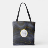 Tote Bag Pierre d'Agate Noir & Or moderne Monogramme Abstra (Dos)