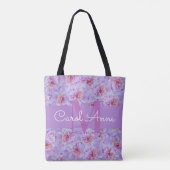 Tote Bag Pies roses Monogramme violet Floral (Dos)