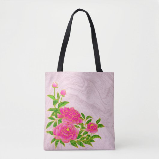 Tote Bag Pies roses sur Arrière - plan rose pâle (Devant)