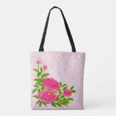 Tote Bag Pies roses sur Arrière - plan rose pâle (Dos)