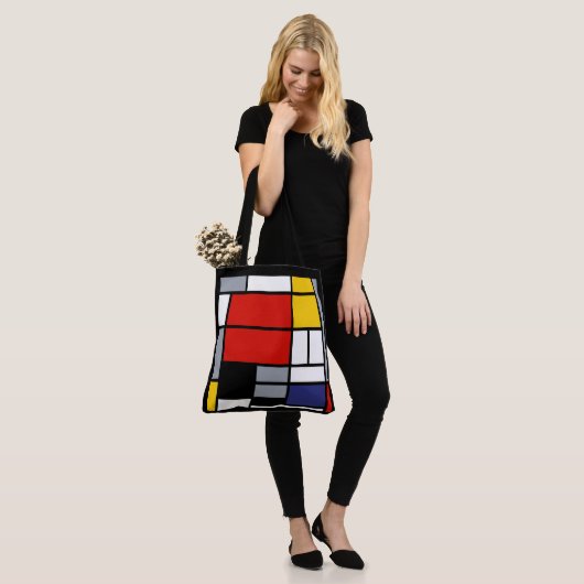 Tote Bag Piet Mondrian, Composition avec grand plan rouge (Sur le modèle)
