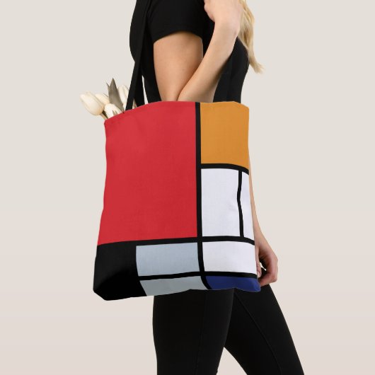 Tote Bag Piet Mondrian - Composition avec grand plan rouge (De près)