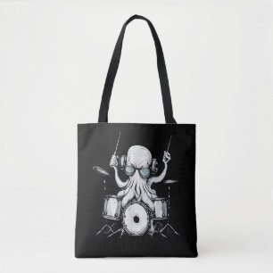 Tote Bag Pieuvre Jouant de la Batterie Joueur de Tambour Ba