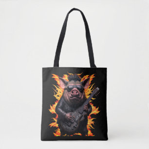 Tote Bag Pig Metal Guitare I Jambon Rock & Roll Musicien Gi