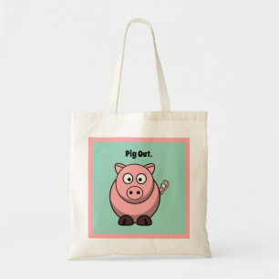 Tote Bag Pig Out Pink Pig Cartographier, Funny BBQ Hog Desi