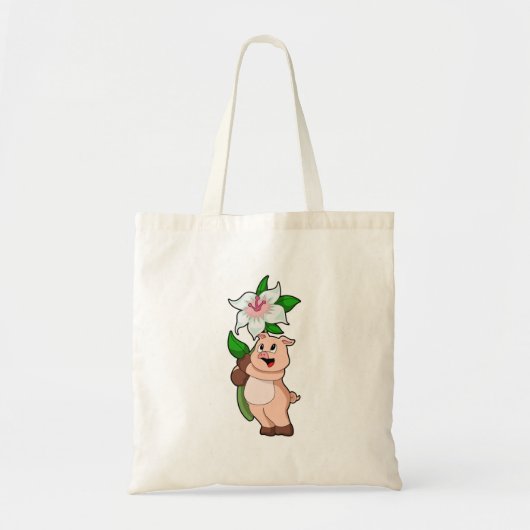 Tote Bag Pig with Flower Lily (Devant)