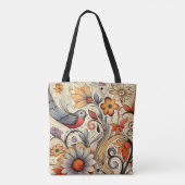 Tote Bag Pigeon et Floral Design été (Dos)