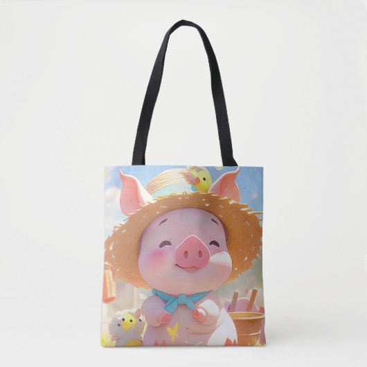 Tote Bag Piglet gai avec un Casquette (Devant)