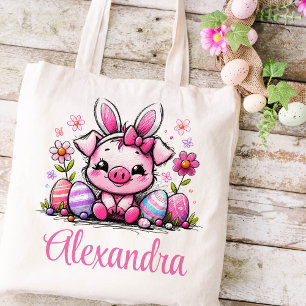 Tote Bag Piglet Pâques Nom Enfants Filles Lapin