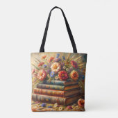 Tote Bag Pile de livre peinture florale (Dos)