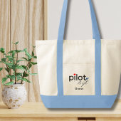 Tote Bag Pilot Wife Script Heart Airplane Simple Custom