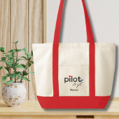 Tote Bag Pilot Wife Script Heart Airplane Simple Custom