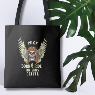 Tote Bag Pilote Né Pour Chevaucher Les Cieux Ailes De Squel