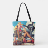Tote Bag Pin-up de l'avion vintage (Dos)