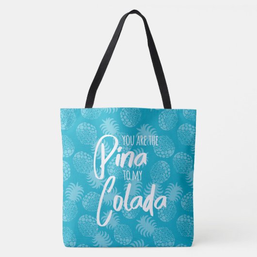 Tote Bag Pina Colada Hawaiian Ananas Turquoise réversible (Devant)