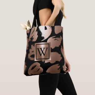 Tote Bag Pinceau Abstrait noir et Rose