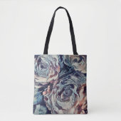 Tote Bag pinceau d'art Abstrait texturé rose imprimé bleu b (Devant)