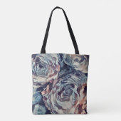 Tote Bag pinceau d'art Abstrait texturé rose imprimé bleu b (Dos)