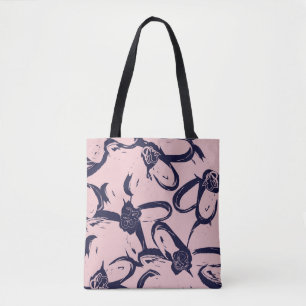 Tote Bag Pinceau rose et floral de marine brokies sans soud