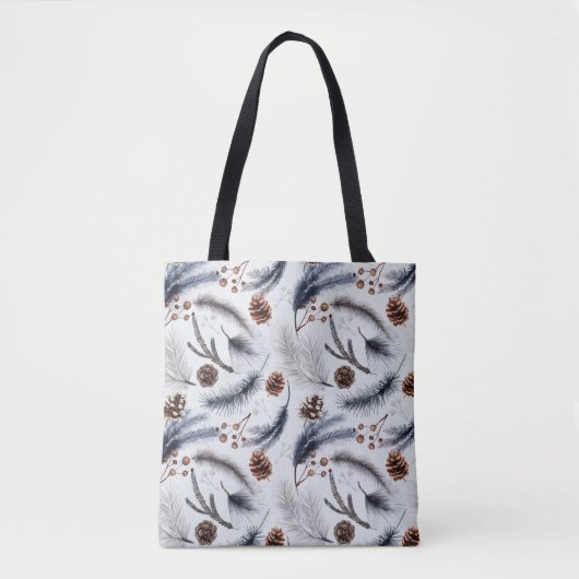 Tote Bag Pine Cones & Pine Needles Aquarelles Motif (Devant)