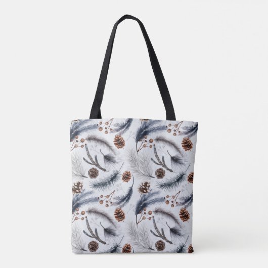 Tote Bag Pine Cones & Pine Needles Aquarelles Motif (Dos)