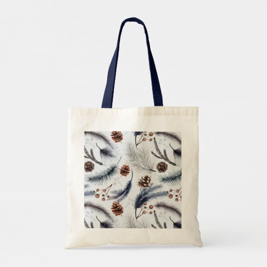 Tote Bag Pine Cones & Pine Needles Aquarelles Motif (Dos)