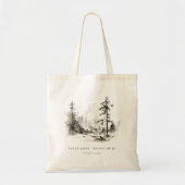 Tote Bag Pine Woods Mountain Paysage Mariage de croquis (Devant)