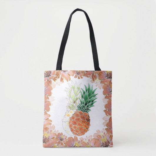 Tote Bag Pineapple, watercolor. (Devant)